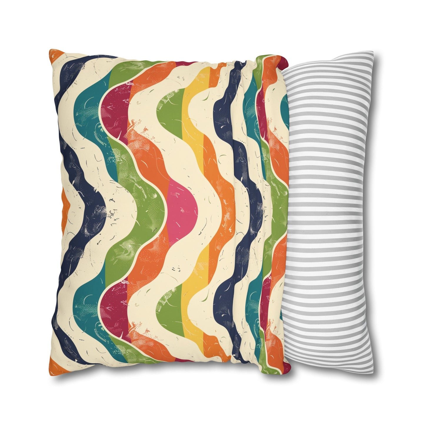 "Retro Waves Pillow Case - Vibrant seamless pattern for stylish bedroom decor"