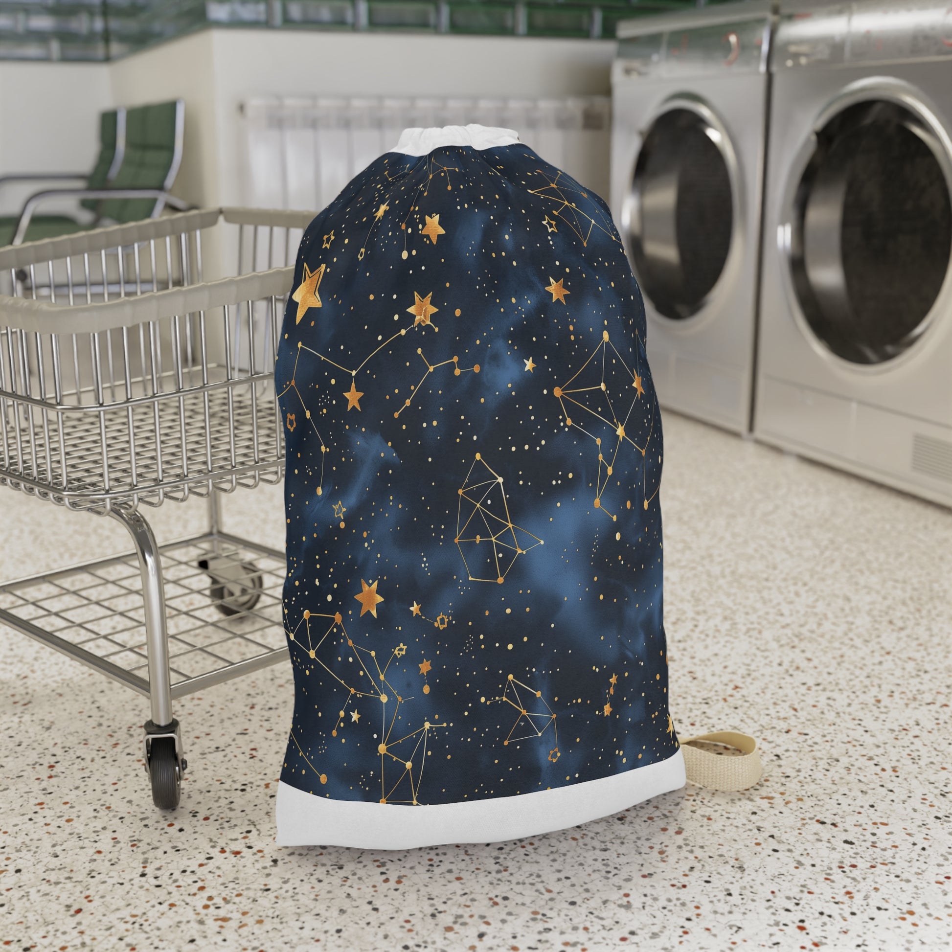 Starry Night Laundry Bag - Constellation Stars pattern, stylish storage for laundry.