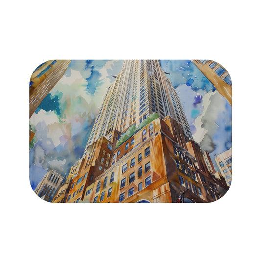 Chrysler Building Watercolor Bath Mat | Bath Mats | Bath, Bathroom, Home & Living, Indoor, Sublimation | Prints with Passion