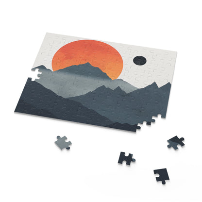 "Sunrise Mountain Range Puzzle - Relaxing jigsaw featuring serene mountains at sunrise"