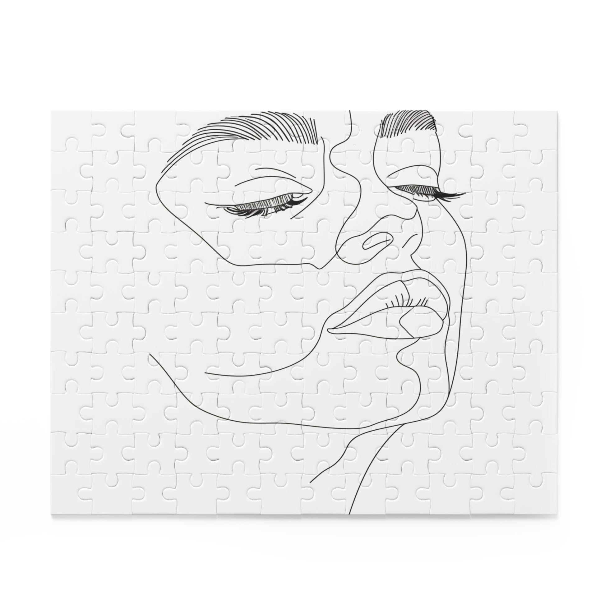 "Face Line Art Puzzle - Minimalist jigsaw with smooth curves and bold lines for relaxing fun"