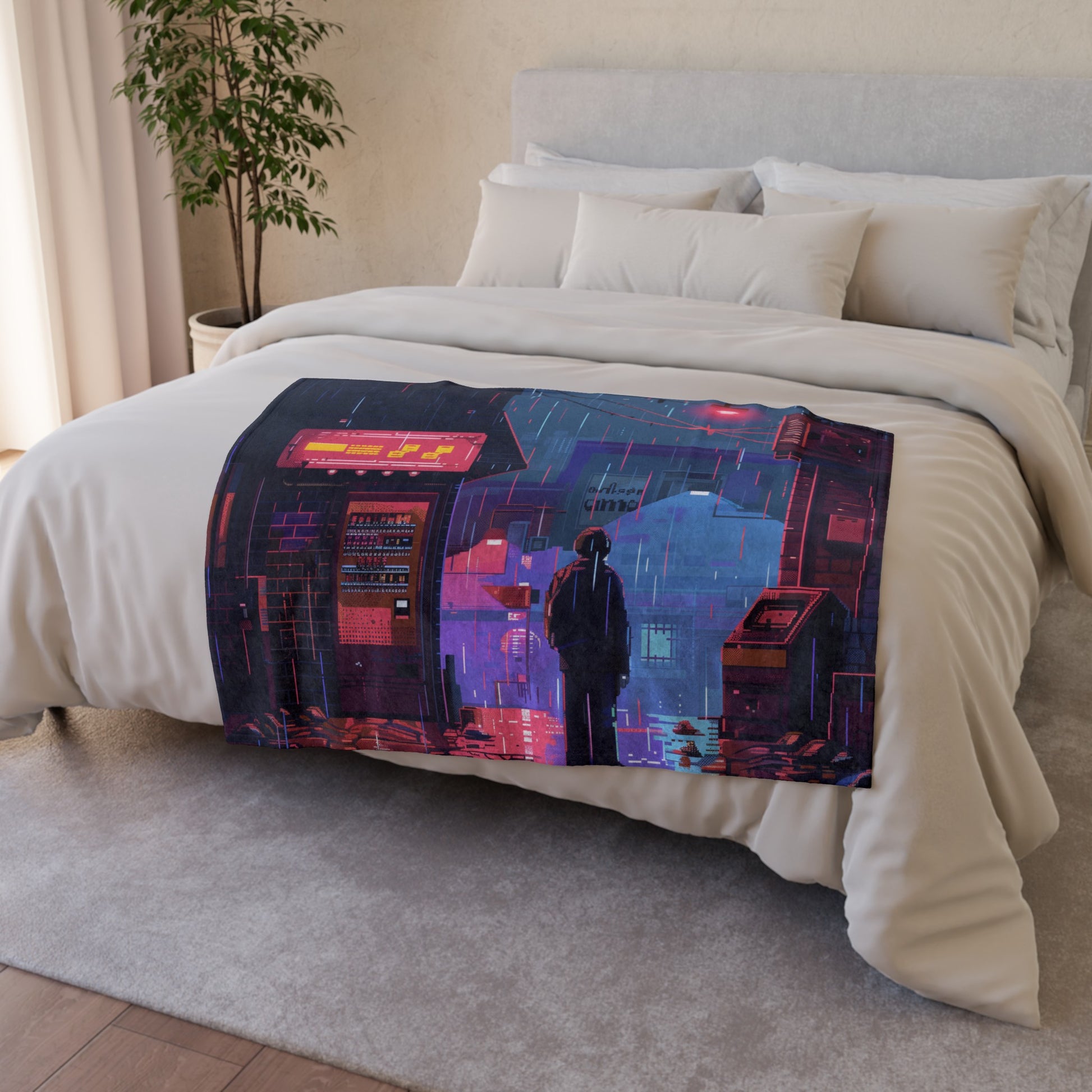 this blanket is perfect for snuggling up and reminiscing about the good old days of gaming. Made with high-quality materials for ultimate comfort