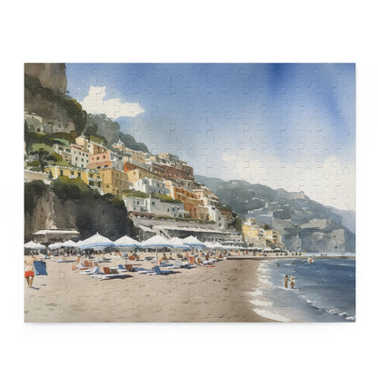 "Amalfi Coast jigsaw puzzle with vibrant coastal scene and crystal-clear waters"