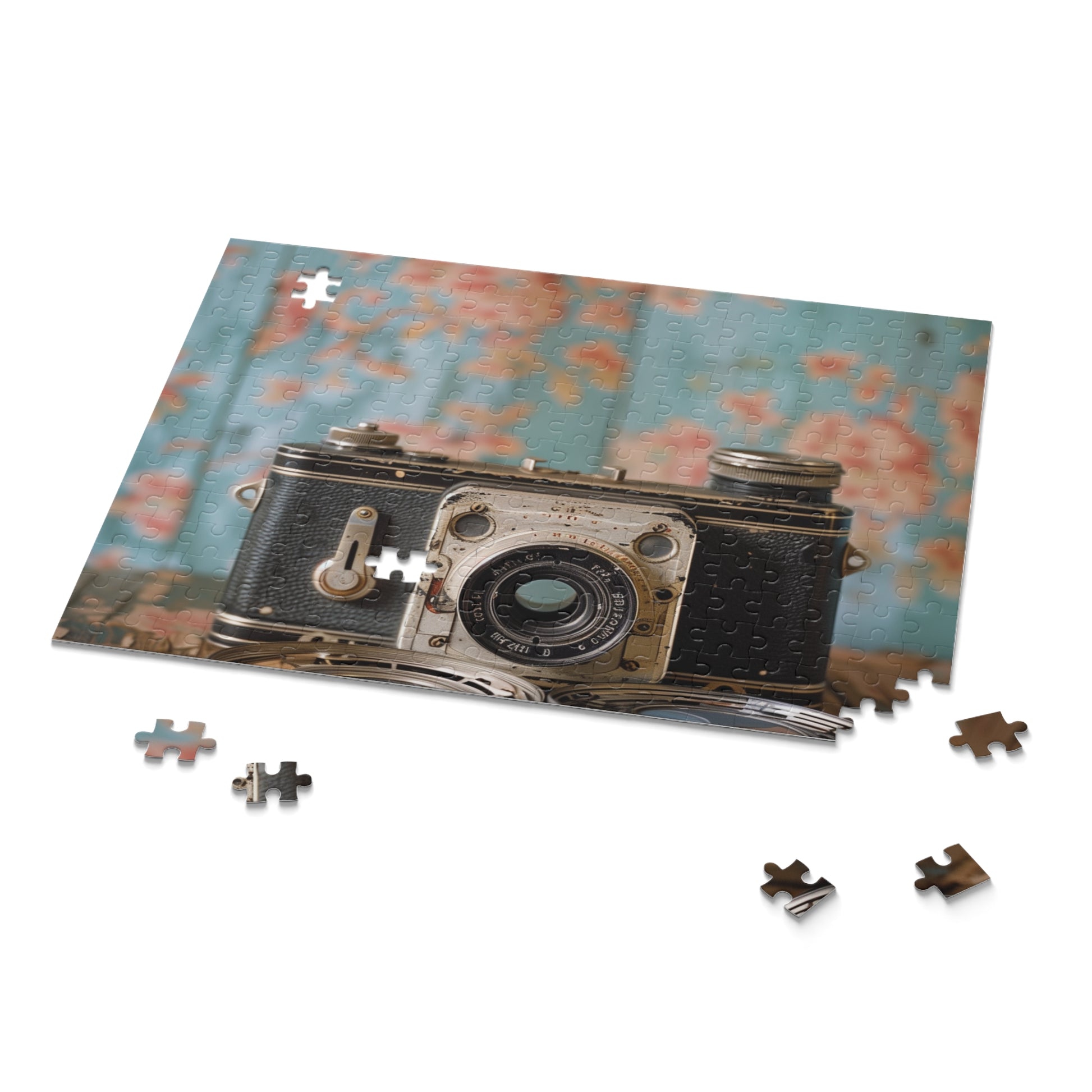 Vintage Camera Film Reels Puzzle - Experience the nostalgia of vintage cameras and film reels with this intricate jigsaw puzzle for photography enthusiasts and puzzle lovers.