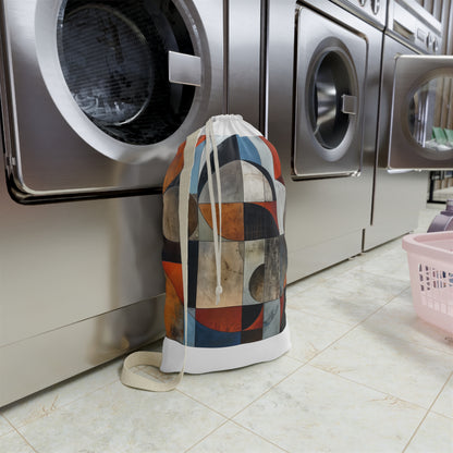 "Modern geometric shapes laundry bag, elevate your routine with style"