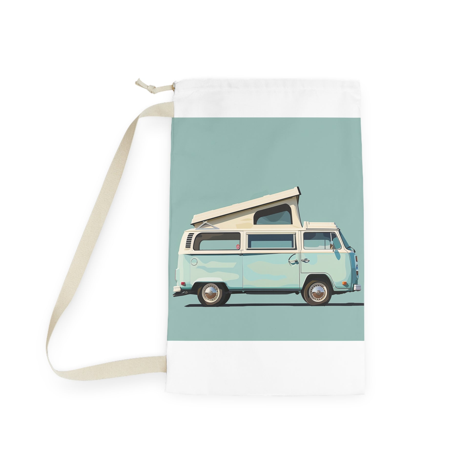 "Vintage retro camper van laundry bag for stylish and organized laundry rooms"