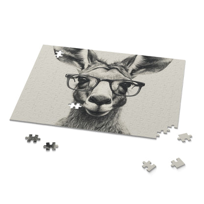 "Kangaroo Hipster Puzzle - Stylish glasses-wearing animal design for a fun puzzling experience"