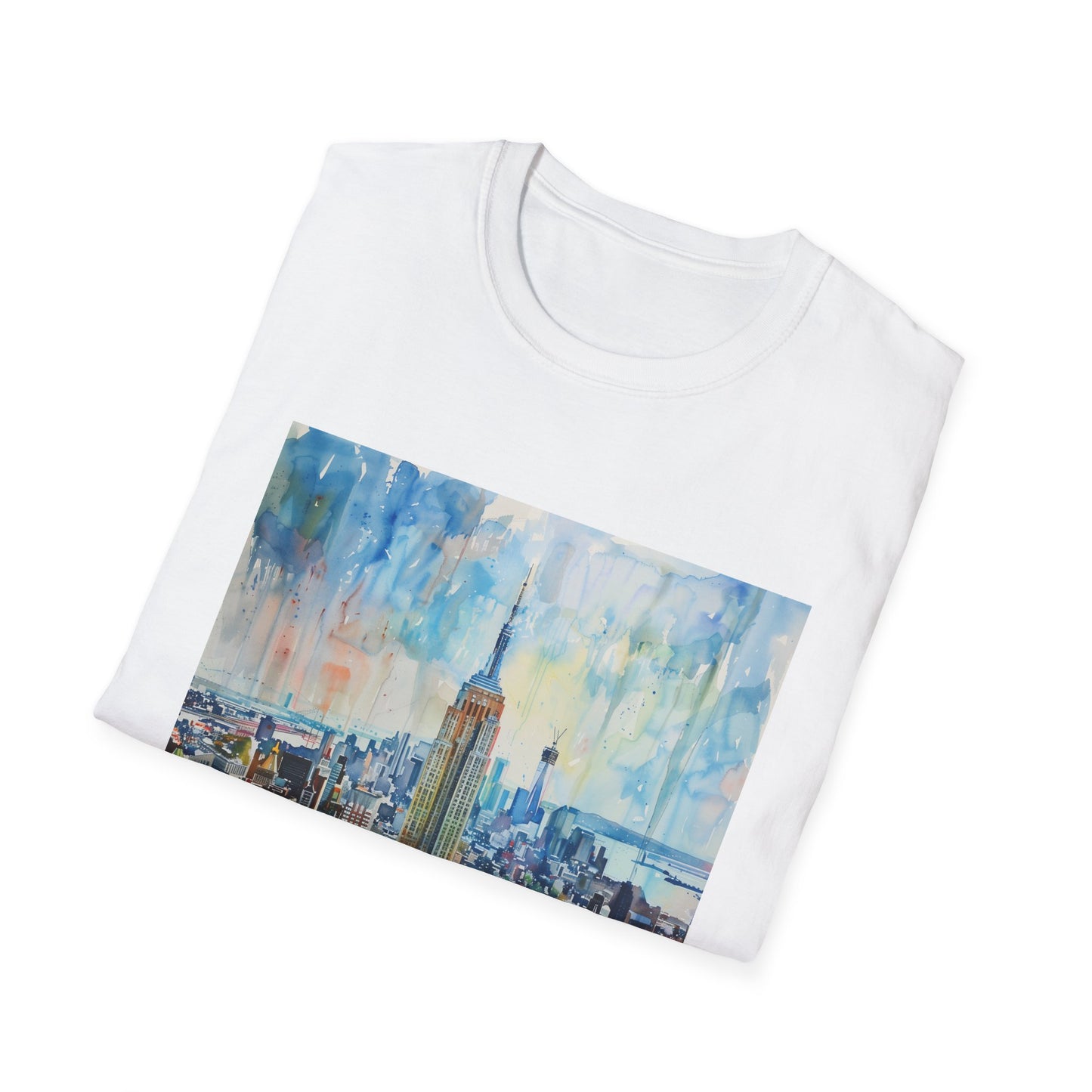 New York City's Soaring Dream: The Empire State Building Watercolor T-shirt