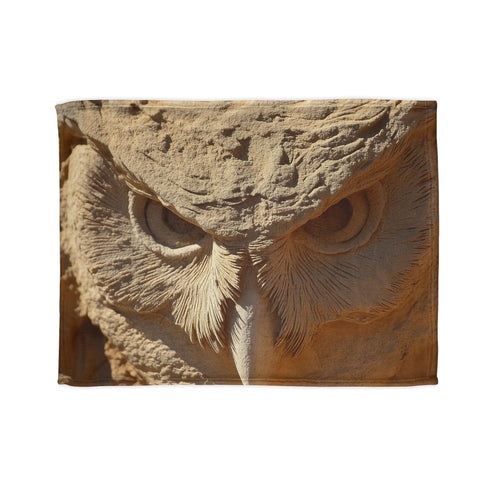 Desert Wind Forming Owl Face Plush Fleece Throw Blanket