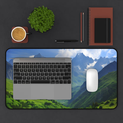 "Alpine Desk Mat Collection: Bring the French Alps to your workspace with our serene mountain view desk mat. Elevate your desk decor!"