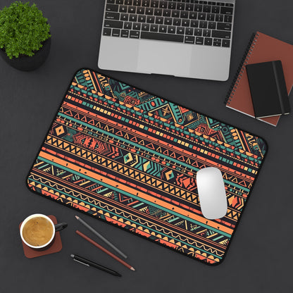 "Aztec Chic Desk Mat - Ancient elegance for your workspace, protect your desk in style with unique Aztec pattern design"