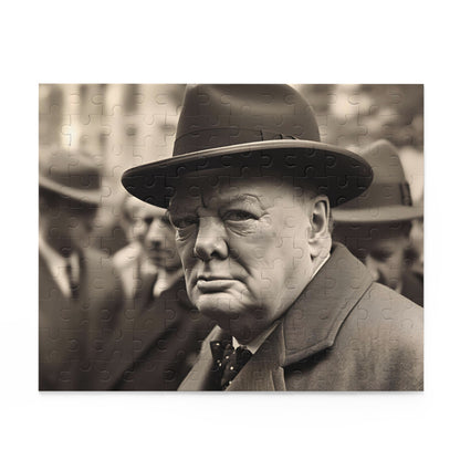 "Churchill's WW2 London Puzzle - Piece together history with this engaging jigsaw puzzle of Winston Churchill's resilience during WWII"