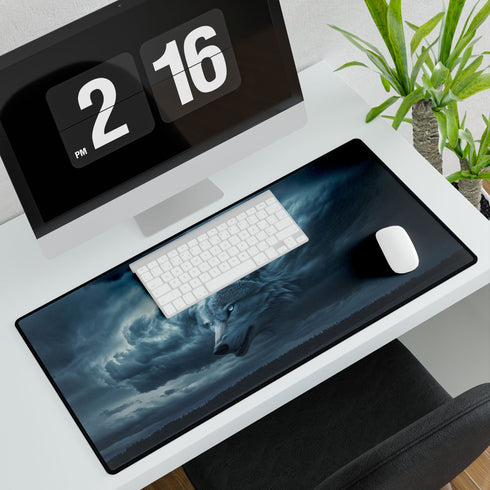 Storm Cloud Shaped Like a Wolf — XL & XXL Desk Mat — 3mm Non-Slip Natural Rubber Base Detail
