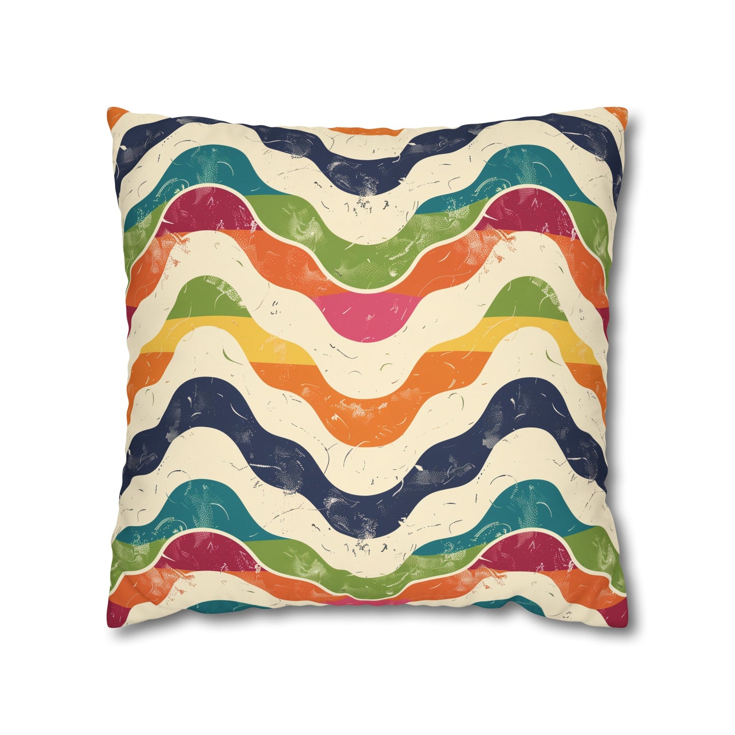 "Vibrant Retro Waves Pillow Case - Add a pop of retro flair to your bedroom with this seamless pattern statement piece"