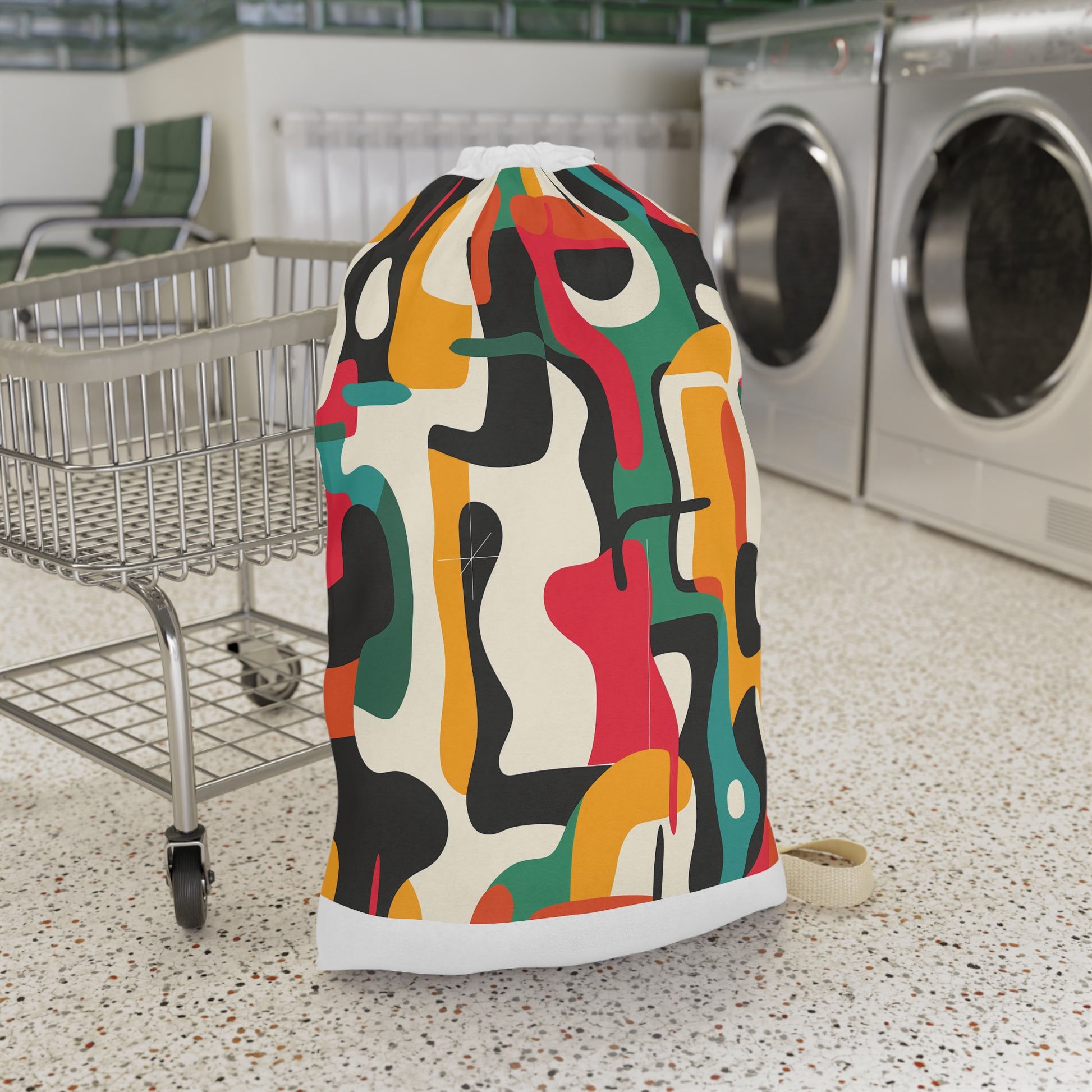 "Abstract Bright Laundry Bag - Modern seamless pattern with bold colors, elevating laundry room style"