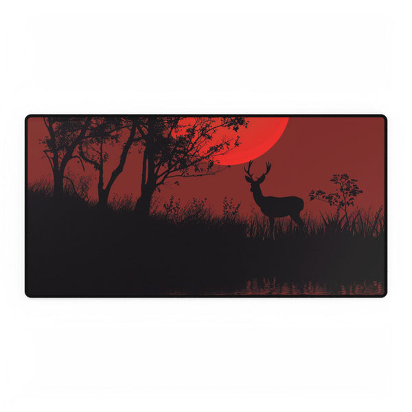 Nature Wildlife Silhouette Deer — XL & XXL Desk Mat — Full Top-Down Artwork View