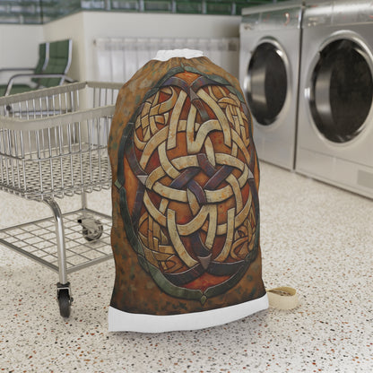 Stylish Celtic Knot Laundry Bag with Drawstring Closure - Durable material for organized transport of laundry