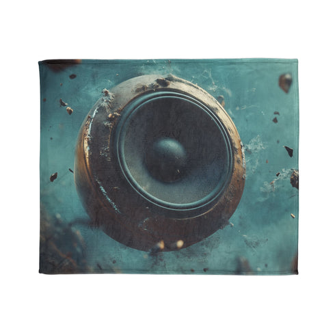Music Floating from Cracked Speaker Plan Plush Fleece Throw Blanket