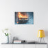 Burning Piano in Snowstorm Stretched Canvas Wall Art