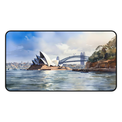 Explore the Sydney skyline desk mat with vibrant aerial view and famous landmarks