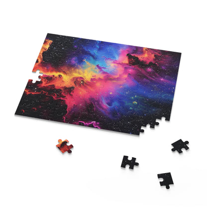 Neon Space Galaxy Jigsaw Puzzle - Bright, colorful, and challenging space puzzle for space lovers