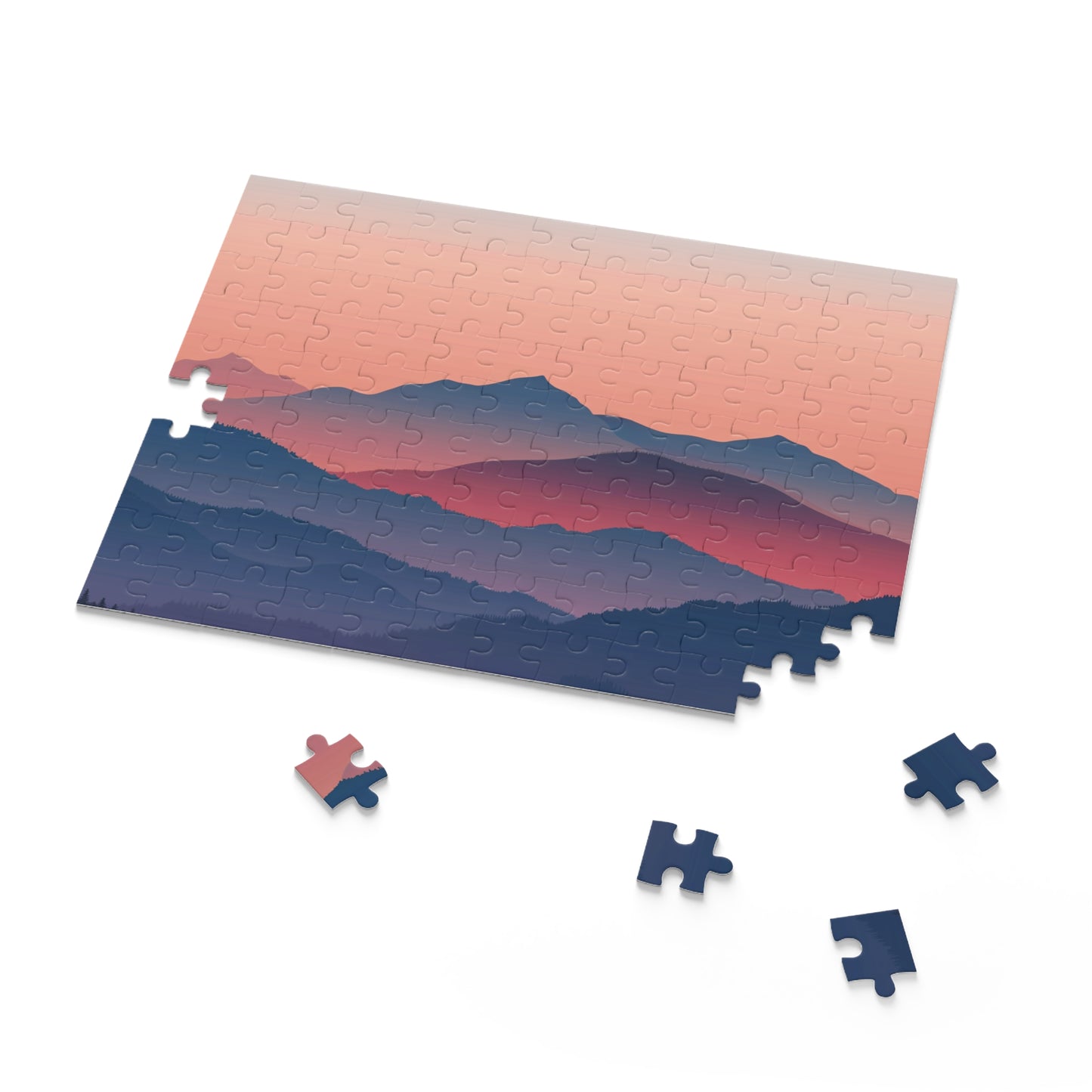 "Serene Mountain View Puzzle - Tranquil nature scene jigsaw for relaxing mindfulness"