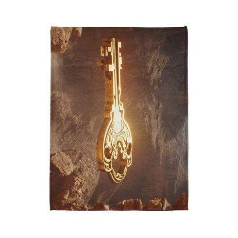 Mystic Key Floating over Canyon Altar Plush Fleece Throw Blanket