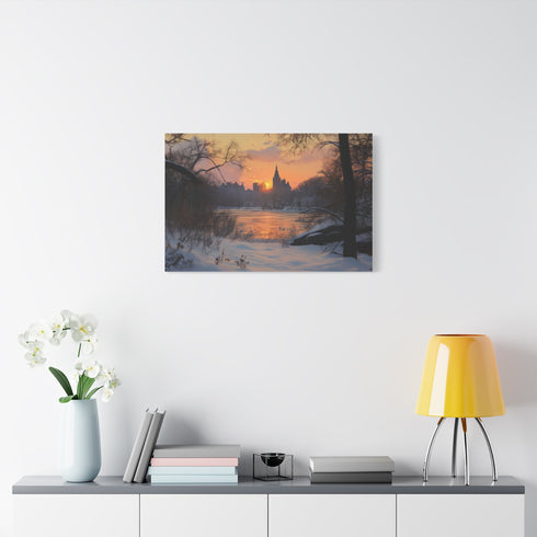 Central Park Snow Sunset — Canvas Wall Art — Product Detail View 7