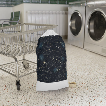 "Starry Sky Laundry Bag with Constellation Stars seamless pattern for stylish laundry transport"