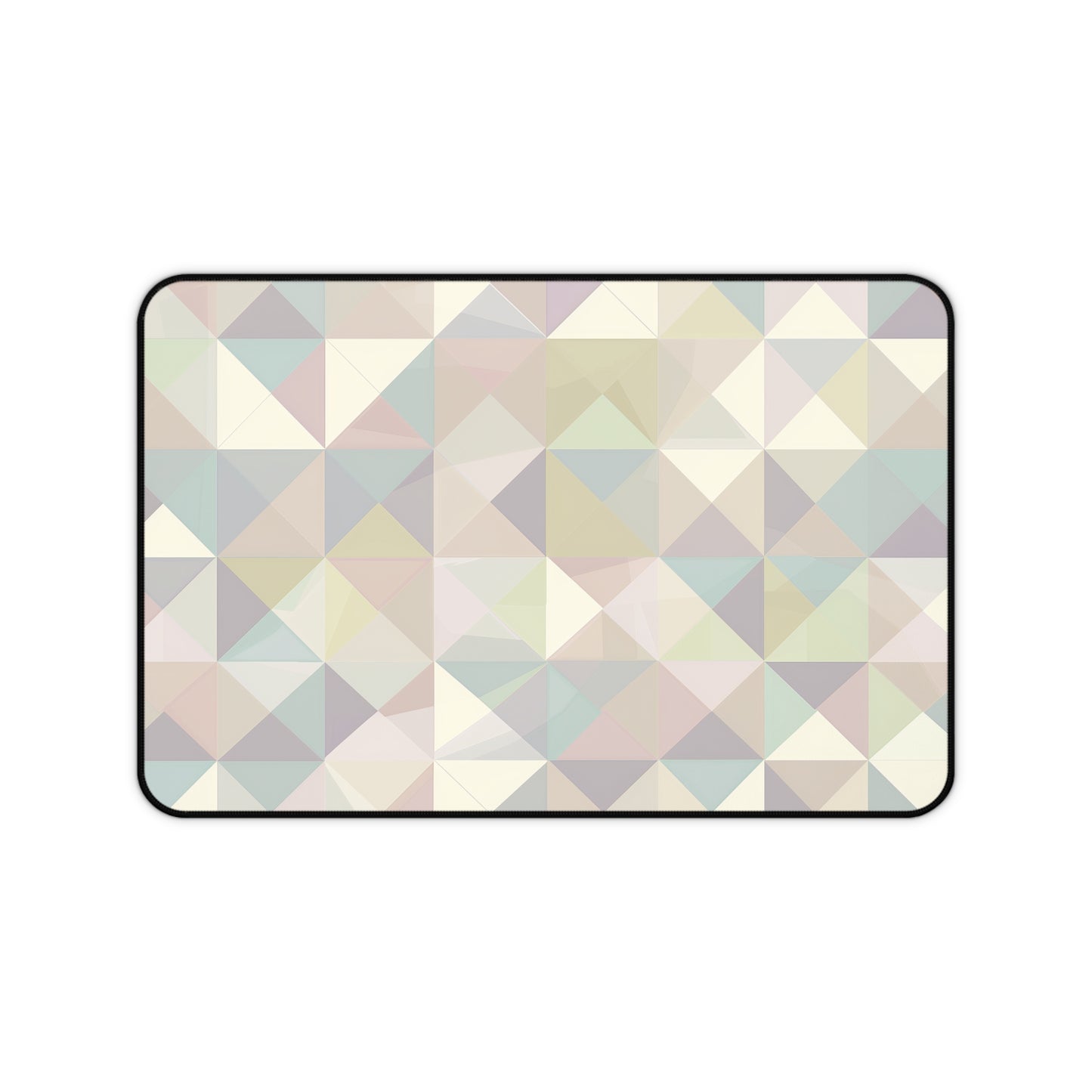 "Stylish Pastel Geometrics Desk Mat - Soft muted colors, chic seamless pattern for elevated workspaces"