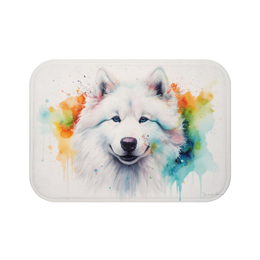 Snowy Samoyed Bath Mat | Bath Mats | Bath, Bathroom, Home & Living, Indoor, Sublimation | Prints with Passion