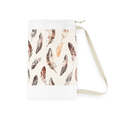 Boho Feathers Laundry Bag with Stylish Feather Pattern for Elegant Laundry Organization