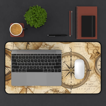 Vintage Maps Desk Mouse Pad - Add a touch of nostalgia to your workspace with this durable and stylish desk mat featuring an antique maps pattern. Perfect for protecting your desk in style.