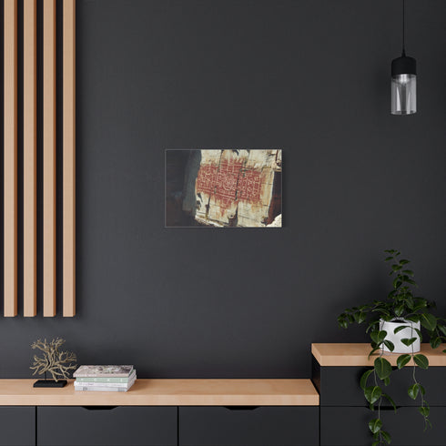 Canyon Walls with Ancient Digital Glyphs Stretched Canvas Wall Art