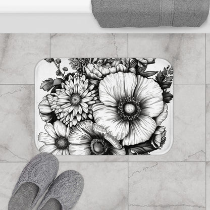 Floral Sketch Bath Mat | Bath Mats | Bath, Bathroom, Home & Living, Indoor, Sublimation | Prints with Passion