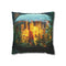 City Inside a Glowing Mushroom Cap — 40×40 Cushion Cover — Front 40×40 cm Square Cushion View