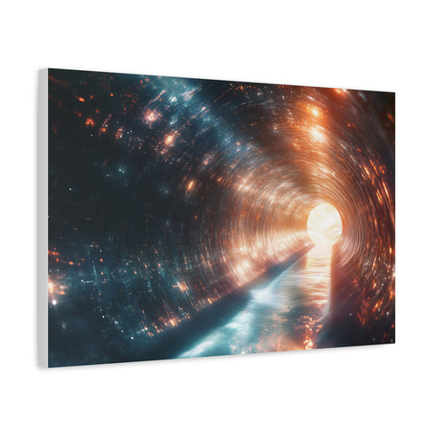 Tunnel of Light Through Dark Matter — Canvas Wall Art — Side Profile & Stretched Corner Detail