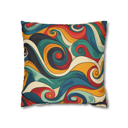 "Vintage Vibes Retro Waves Pillowcase - Vibrant colors and seamless pattern for a retro-chic bedroom decor upgrade"