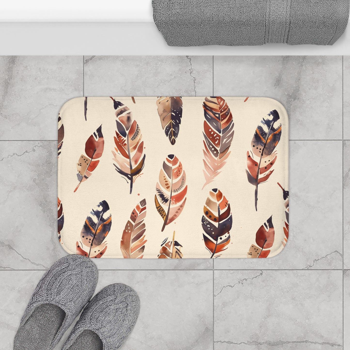 Boho Feathers Bath Mat