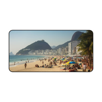 Rio Beach Desk Mat - Tropical workspace accessory to protect and decorate your desk with vibrant Rio Beach design.