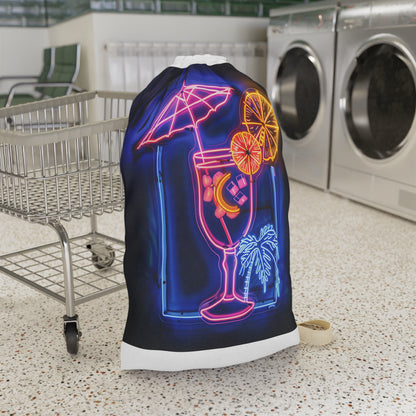 Bright and vibrant tropical cocktail neon laundry bag adds fun to laundry day