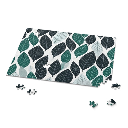 "Green Ferret Leaf Puzzle - Nature-inspired jigsaw with modern green hues for relaxing unwind"