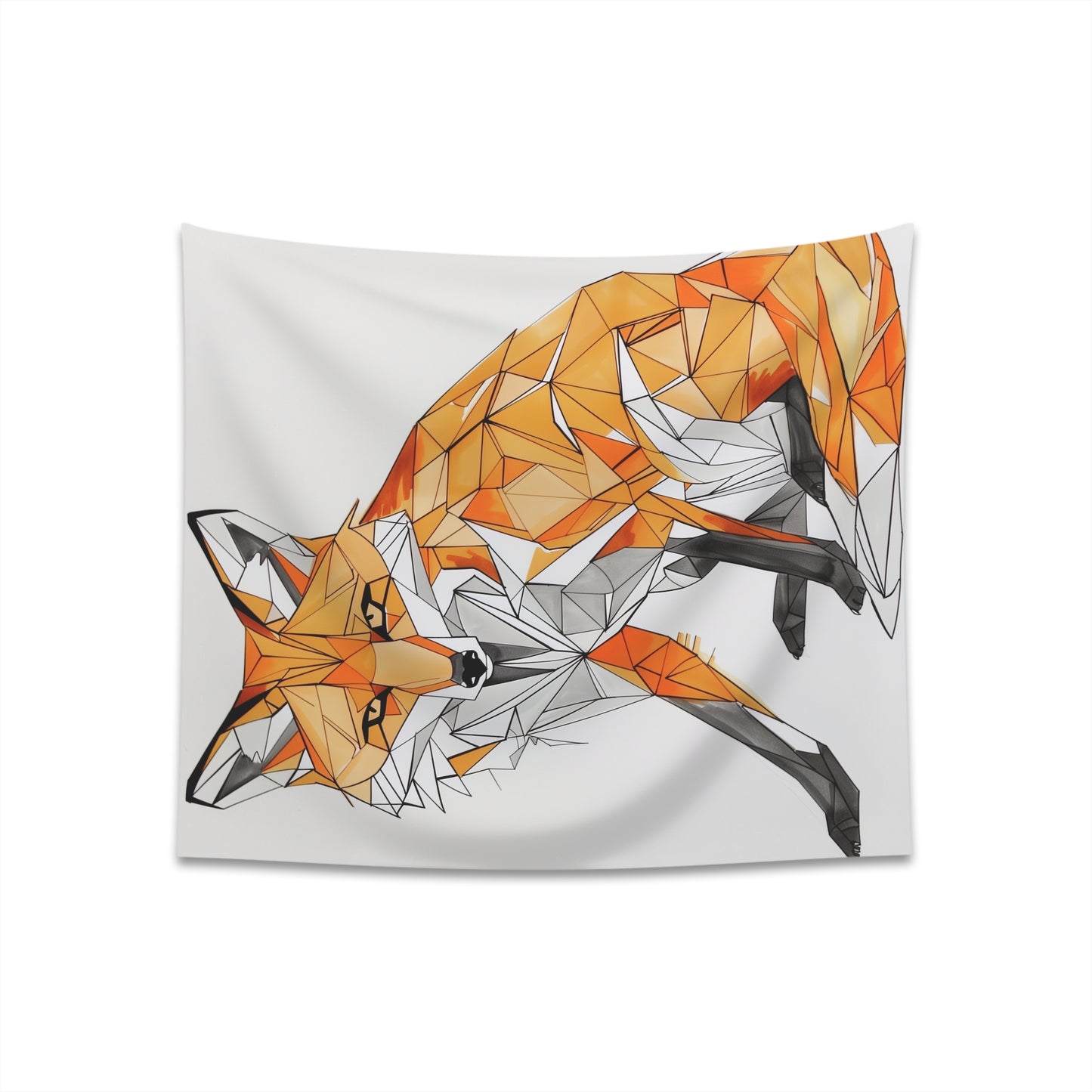 "Geometric Fox Tapestry | Modern Design | High-Quality Material | Stylish & Comfortable | 34" x 40" or 57" x 57" | Perfect Gift"