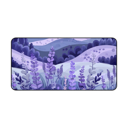 "Seamless Lavender Fields Desk Mat - Create a serene workspace with beautiful lavender flowers"