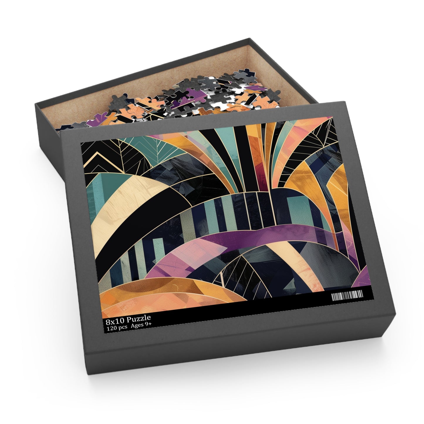 "Abstract Deco Puzzle Collection - Vibrant art deco jigsaw puzzle with stunning patterns and bold colors, perfect for art lovers and puzzle enthusiasts"