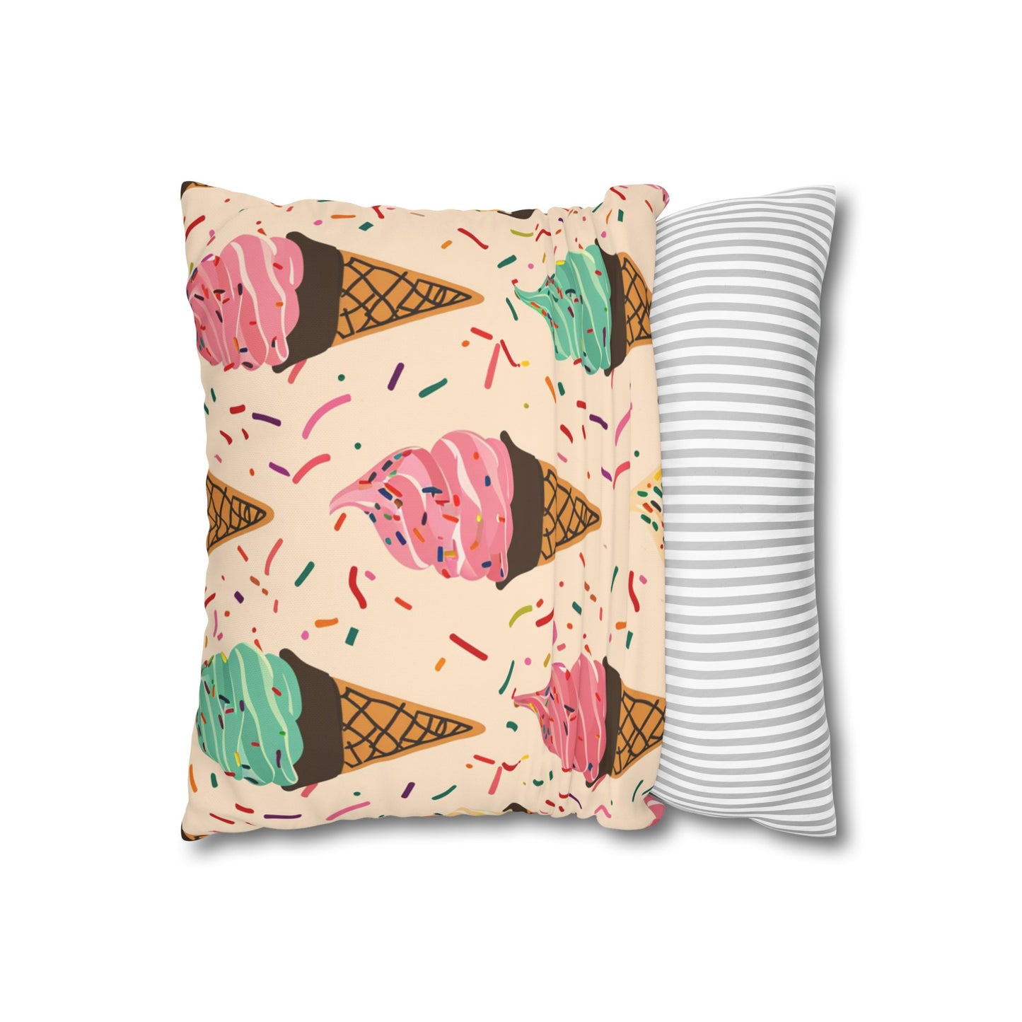 "Sweet Dreams Sprinkle Cone Pillowcase - High-quality, comfortable, and playful design for a touch of fun in your bedroom décor. Makes a great gift!"