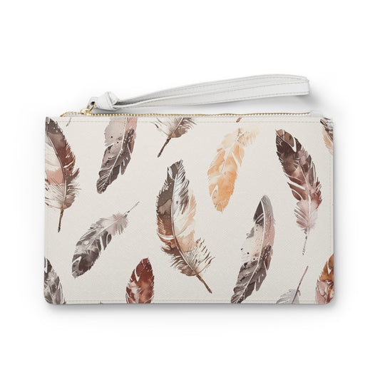 Boho Feather Clutch Bag | Clutch Bags | Accessories, All Over Print, AOP, Assembled in the USA, Assembled in USA, Bags, Made in the USA, Made in USA, Vegan | Prints with Passion