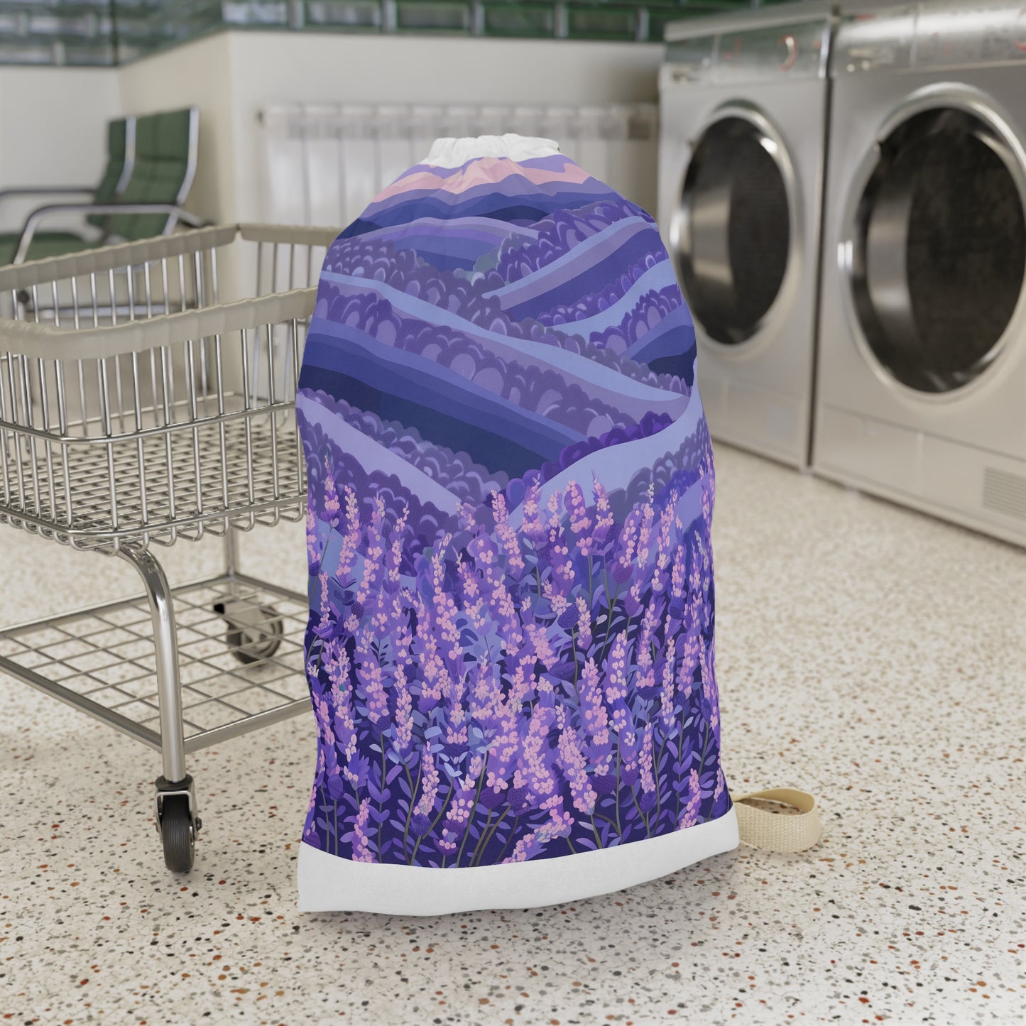 "Seamless lavender pattern laundry bag with refreshing fragrance"