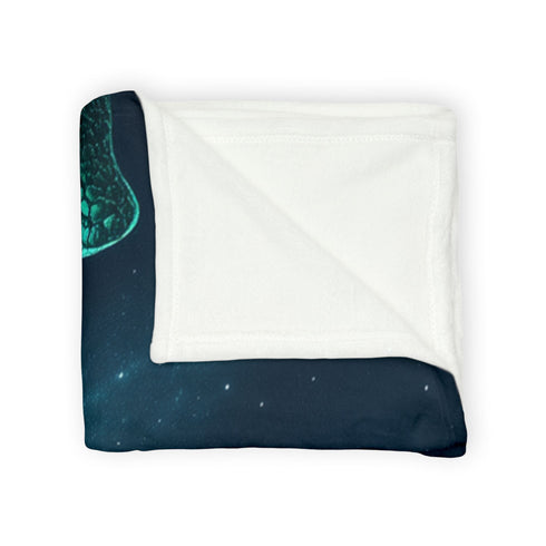 Aurora in Shape of Serpent Above Forest — Plush Fleece Throw Blanket — Product Detail View 11