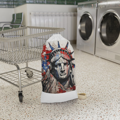 "Color Splash American Flag Laundry Bag - Add patriotic flair to laundry day with this unique design"